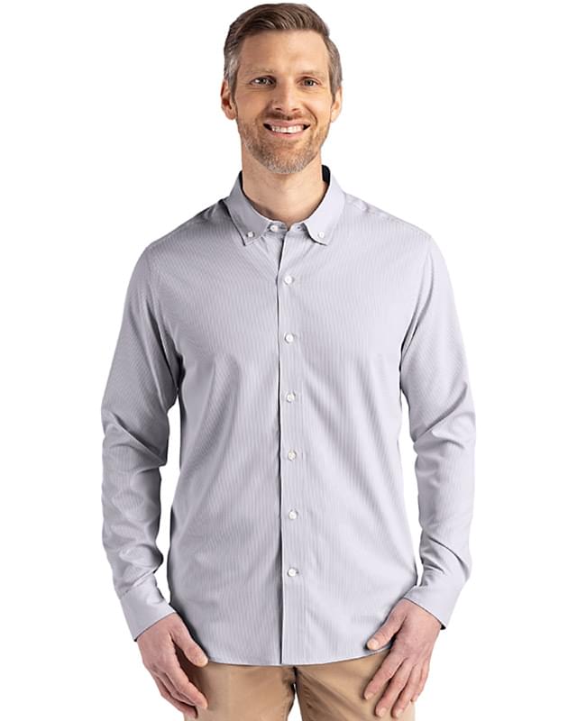 Cutter & Buck Skyline Epic Confidence Recycled Pinstripe Mens Big & Tall Long Sleeve Dress Shirt