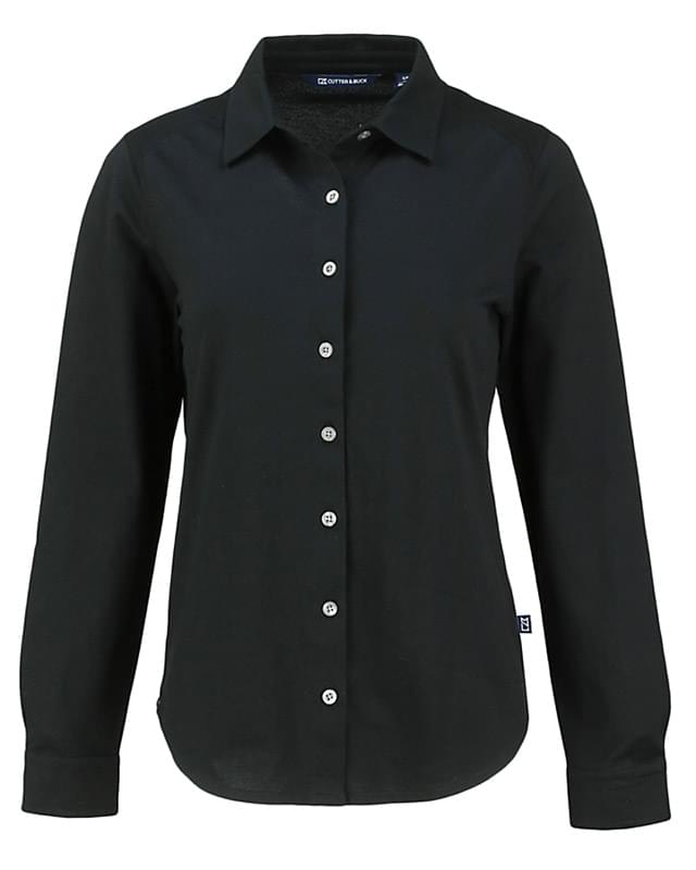 Cutter & Buck Advantage Tri-Blend Eco Soft Pique Long Sleeve Knitted Womens Button Up