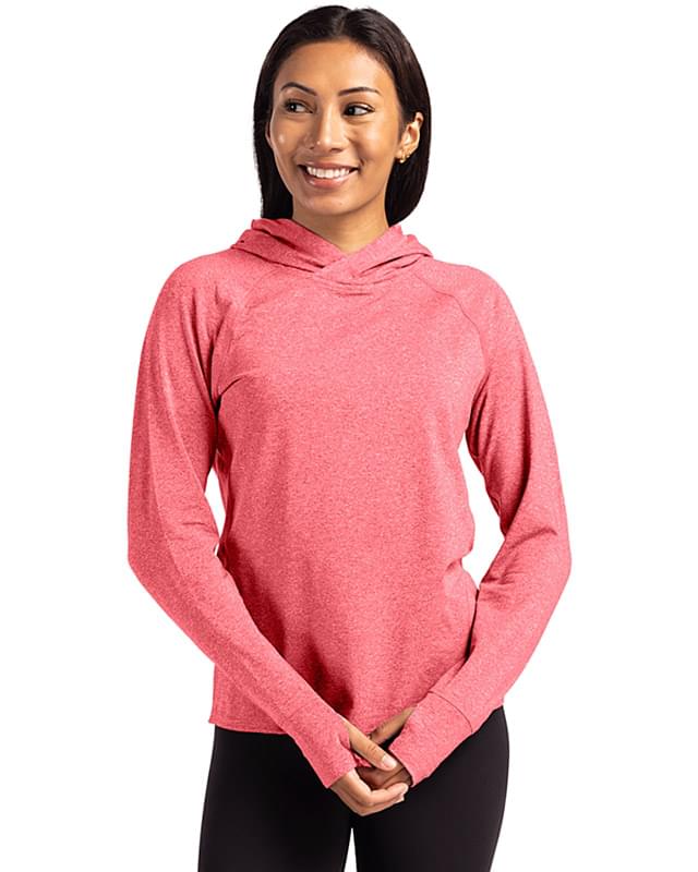 Cutter & Buck Adapt Knit Recycled Womens Heathered Hooded Pullover