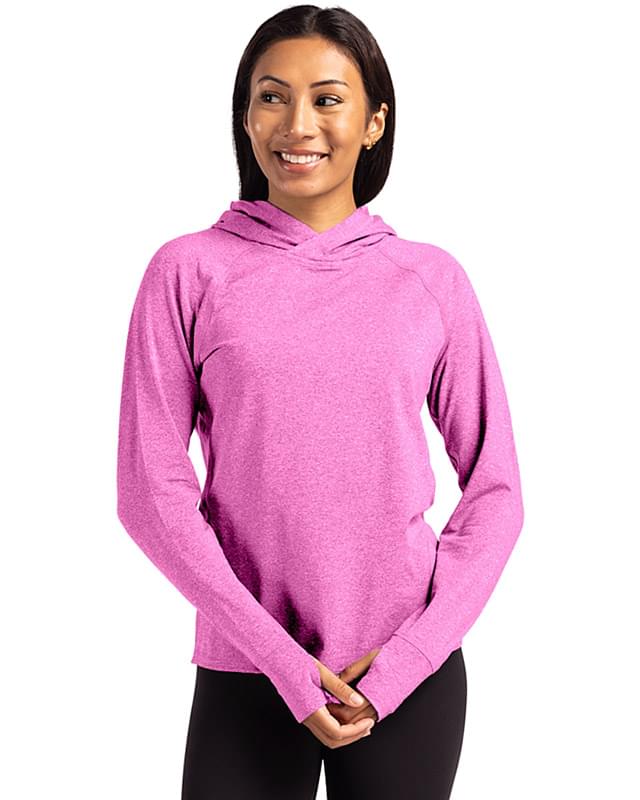 Cutter & Buck Adapt Knit Recycled Womens Heathered Hooded Pullover