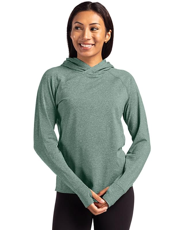 Cutter & Buck Adapt Knit Recycled Womens Heathered Hooded Pullover