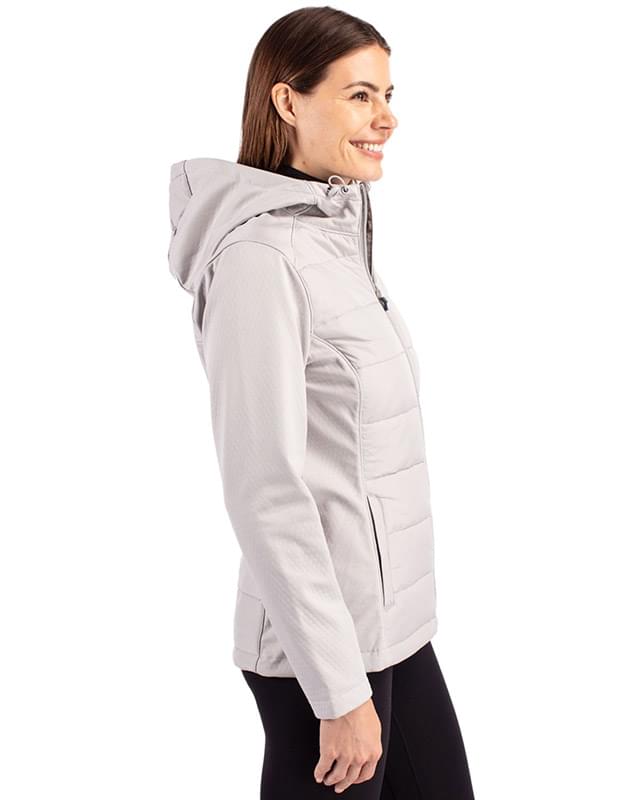 Cutter & Buck Evoke Hybrid Eco Softshell Recycled Full Zip Womens Hooded Jacket