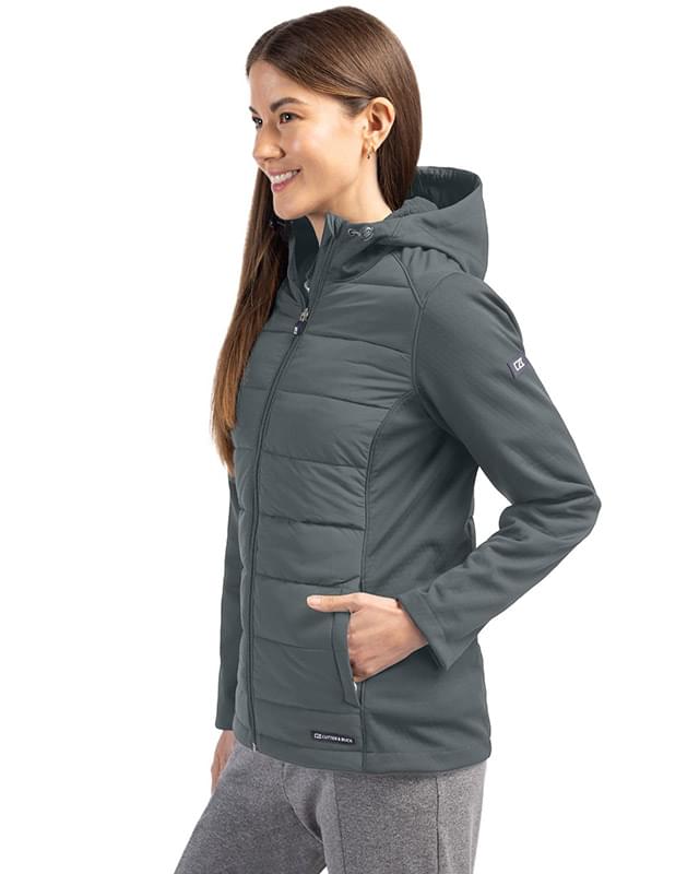 Cutter & Buck Evoke Hybrid Eco Softshell Recycled Full Zip Womens Hooded Jacket