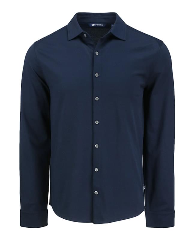 Cutter & Buck Advantage Tri-Blend Eco Soft Pique Long Sleeve Knitted Mens Button Up