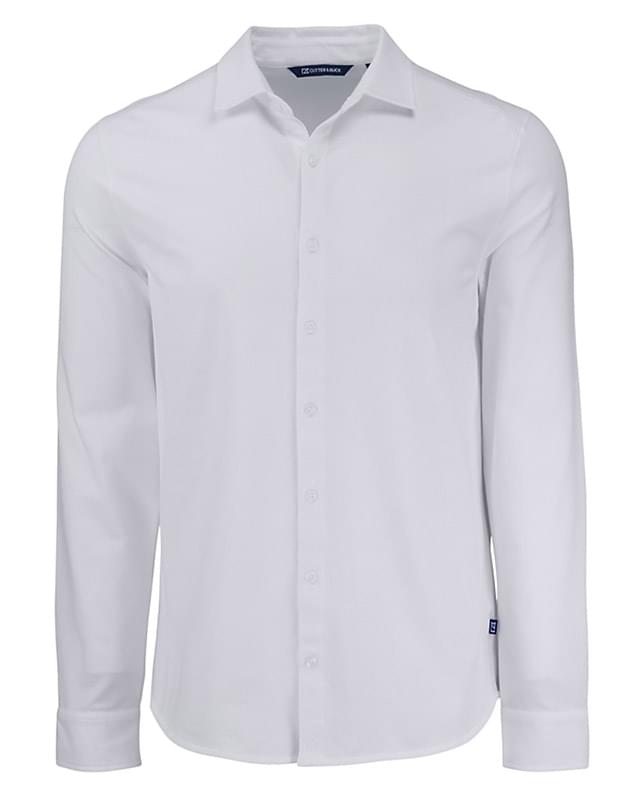 Cutter & Buck Advantage Tri-Blend Eco Soft Pique Long Sleeve Knitted Mens Button Up