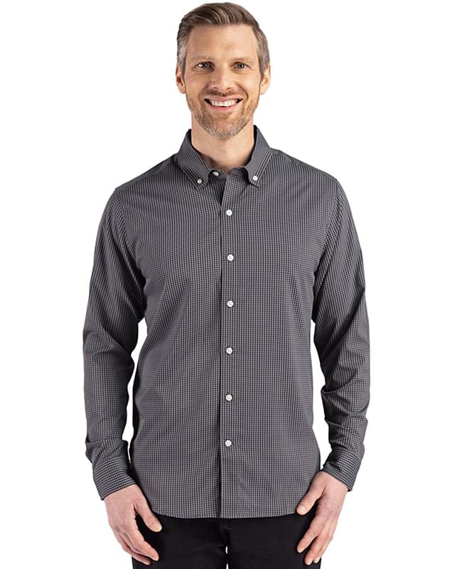 Cutter & Buck Skyline Epic Confidence Recycled Gingham Mens Long Sleeve Dress Shirt