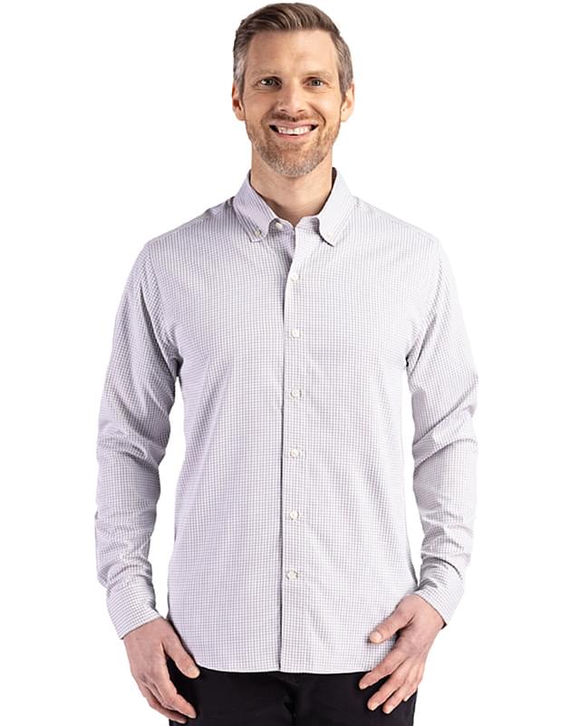 Cutter & Buck Skyline Epic Confidence Recycled Gingham Mens Long Sleeve Dress Shirt