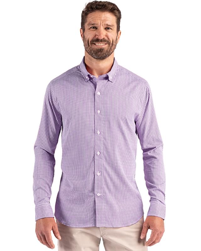 Cutter & Buck Skyline Epic Confidence Recycled Gingham Mens Long Sleeve Dress Shirt