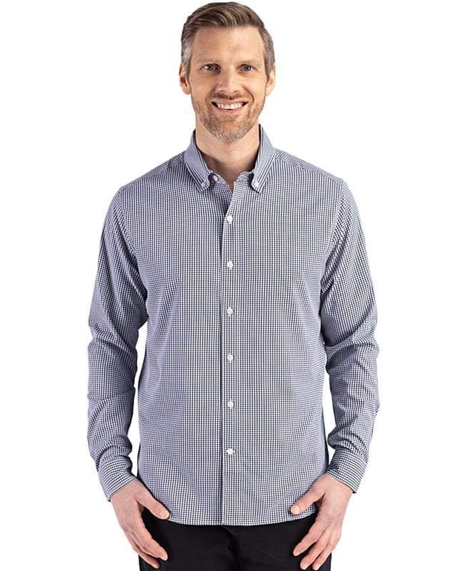 Cutter & Buck Skyline Epic Confidence Recycled Gingham Mens Long Sleeve Dress Shirt