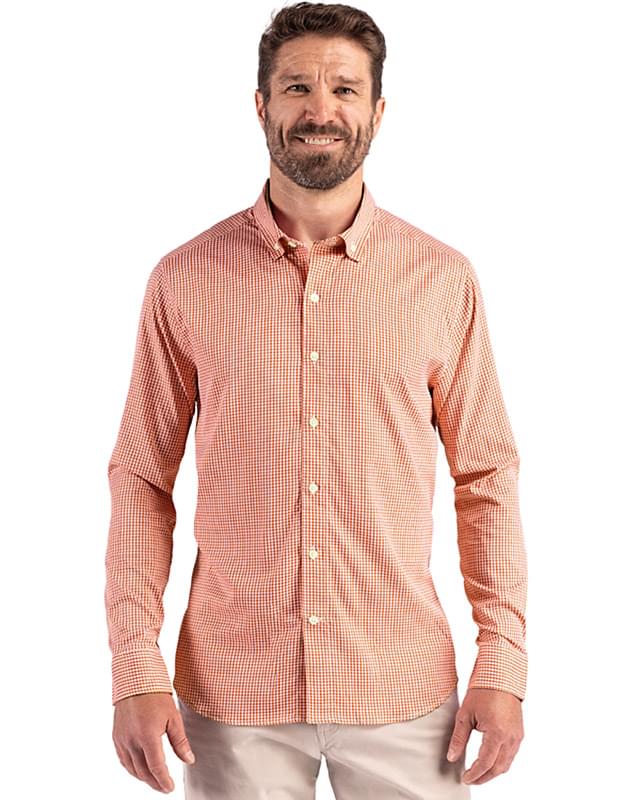 Cutter & Buck Skyline Epic Confidence Recycled Gingham Mens Long Sleeve Dress Shirt