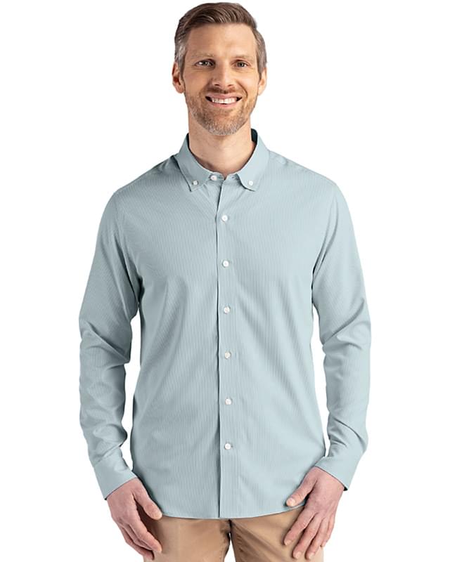 Cutter & Buck Skyline Epic Confidence Recycled Pinstripe Mens Long Sleeve Dress Shirt