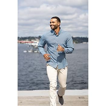 Cutter & Buck Skyline Epic Confidence Recycled Gingham Mens Big & Tall Long Sleeve Dress Shirt