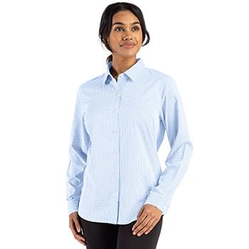 Cutter & Buck Skyline Epic Confidence Recycled Gingham Womens Long Sleeve Dress Shirt
