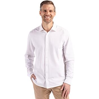 Cutter & Buck Advantage Tri-Blend Eco Soft Pique Long Sleeve Knitted Mens Button Up