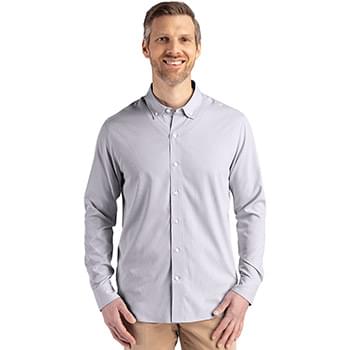 Cutter & Buck Skyline Epic Confidence Recycled Pinstripe Mens Long Sleeve Dress Shirt